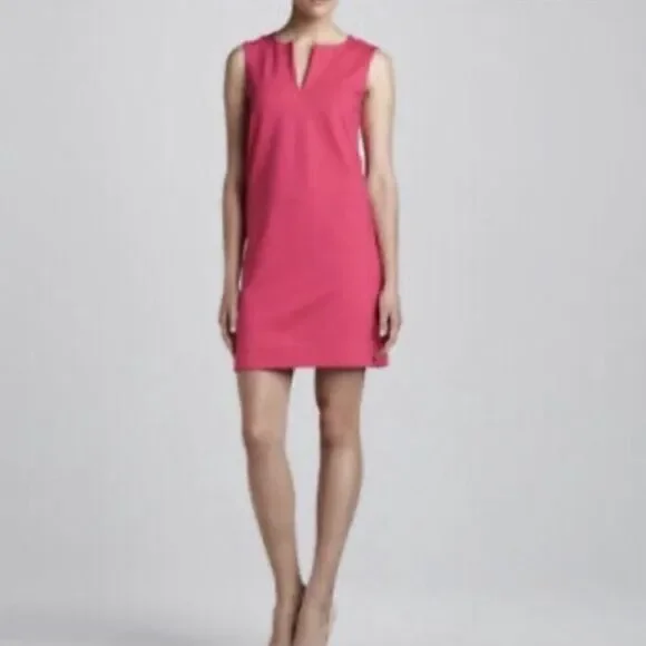 Kate Spade Bright Pink Keri Ponte Stretch Knit Sleeveless Shift Dress - Size 4 - Picture 2 of 12